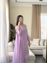 Load image into Gallery viewer, 3pc Soft Lavender Embroidered Shalwar Kameez with CHIFFON dupatta Stitched Suit Ready to wear HW-U2416
