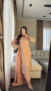 3pc PINK Embroidered Shalwar Kameez wit CHIFFON  dupatta Stitched Suit Ready to wear HW-U2304