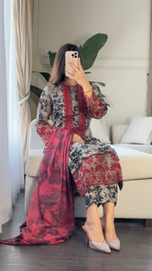 3 pcs Stitched lawn suit Ready to Wear with CHIFFON dupatta LAWN-043