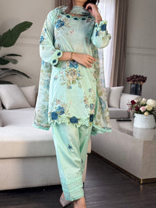 3 pcs Stitched lawn suit Ready to Wear with CHIFFON dupatta LAWN-040A