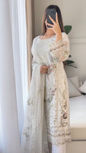 Load image into Gallery viewer, 3pc WHITE Embroidered Shalwar Kameez wit Chiffon dupatta Stitched Suit Ready to wear HW-U2262
