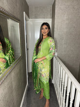 Load image into Gallery viewer, 3PC Stitched GREEN shalwar Suit Ready to wear DHANAK winter Wear with Dhanak dupatta DNE-0315
