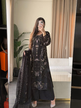 Load image into Gallery viewer, 3pc BLACK Embroidered Shalwar Kameez wit Chiffon dupatta Stitched Suit Ready to wear HW-U2524
