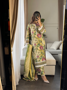 3PC Stitched shalwar Suit Ready to wear DHANAK winter Wear with Dhanak dupatta HW-DH28