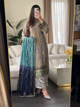 Load image into Gallery viewer, 3pc GREY Embroidered Shalwar Kameez with CHIFFON dupatta Stitched Suit Ready to wear HW-U5323
