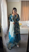 Load image into Gallery viewer, 3pc Embroidered Shalwar Kameez with Plazoo and Net dupatta Stitched Suit Ready to wear HW-U2420C
