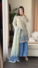 Load image into Gallery viewer, 3pc Embroidered Shalwar Kameez with Net Plazoo and Chiffon dupatta Stitched Suit Ready to wear HW-AN3052
