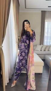 3 pcs Stitched lawn suit Ready to Wear with CHIFFON dupatta LAWN-046