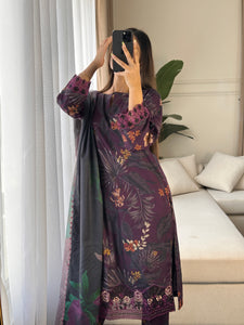 3PC Stitched shalwar Suit Ready to wear DHANAK winter Wear with Dhanak dupatta HW-DH12