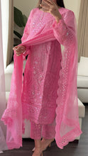 Load image into Gallery viewer, 3pc PINK Embroidered Shalwar Kameez with NET dupatta Stitched Suit Ready to wear HW-JFPINK
