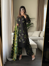 Load image into Gallery viewer, 3PC Stitched Black LINEN shalwar Suit Ready to wear LINEN winter Wear with LINEN dupatta HW-DH33

