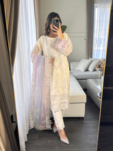 Load image into Gallery viewer, 3pc WHITE Embroidered Shalwar Kameez wit CHIFFON  dupatta Stitched Suit Ready to wear HW-U2320
