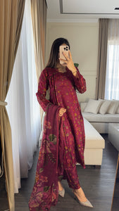 3 pcs Stitched lawn suit Ready to Wear with CHIFFON dupatta LAWN-045