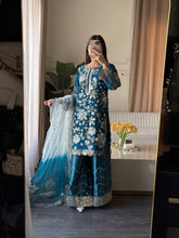 Load image into Gallery viewer, 3pc Embroidered Shalwar Kameez with Plazoo and Net dupatta Stitched Suit Ready to wear HW-U2420C
