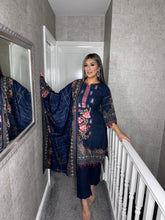 Load image into Gallery viewer, 3PC Stitched NAVY shalwar Suit Ready to wear DHANAK winter Wear with Dhanak dupatta BS-58B
