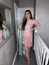 Load image into Gallery viewer, 3PC Stitched PINK WHITE shalwar Suit Ready to wear LILEN winter Wear with LILEN dupatta SK-06
