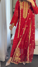 Load image into Gallery viewer, 3pc RED Embroidered Shalwar Kameez with CHIFFON dupatta Stitched Suit Ready to wear HW-ANRED
