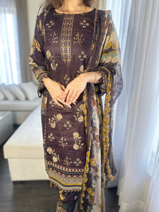 3 pcs Stitched lawn suit Ready to Wear with CHIFFON dupatta LAWN-032