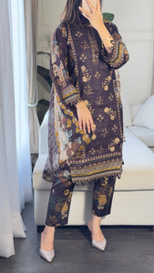 3 pcs Stitched lawn suit Ready to Wear with CHIFFON dupatta LAWN-032
