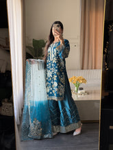 Load image into Gallery viewer, 3pc Embroidered Shalwar Kameez with Plazoo and Net dupatta Stitched Suit Ready to wear HW-U2420C
