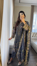 Load image into Gallery viewer, 3PC DARK GREY Embroidered Shalwar Kameez with CHIFFON dupatta Stitched Suit Ready to wear HW-U2383
