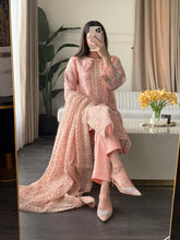 Load image into Gallery viewer, 3pc PINK Embroidered Shalwar Kameez wit Chiffon dupatta Stitched Suit Ready to wear HW-U2342
