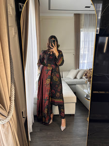 3PC Stitched shalwar Suit Ready to wear DHANAK winter Wear with Dhanak dupatta HW-DH24