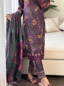 3PC Stitched shalwar Suit Ready to wear DHANAK winter Wear with Dhanak dupatta HW-DH12