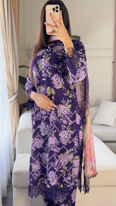3 pcs Stitched lawn suit Ready to Wear with CHIFFON dupatta LAWN-046
