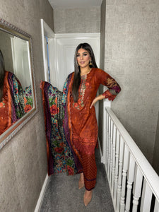 3PC AMBER Stitched shalwar Suit Ready to wear DHANAK winter Wear with Dhanak dupatta MBD-003