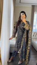 Load image into Gallery viewer, 3PC DARK GREY Embroidered Shalwar Kameez with CHIFFON dupatta Stitched Suit Ready to wear HW-U2383
