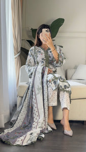 3 pcs Stitched lawn suit Ready to Wear with CHIFFON dupatta LAWN-047