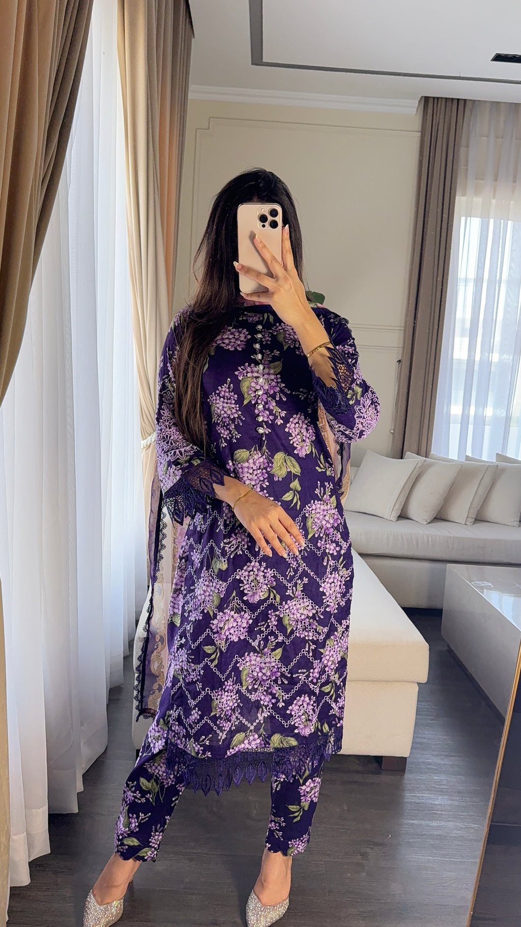 3 pcs Stitched lawn suit Ready to Wear with CHIFFON dupatta LAWN-046