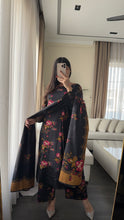 Load image into Gallery viewer, 3PC Stitched Black LINEN shalwar Suit Ready to wear LINEN winter Wear with LINEN dupatta HW-DH37
