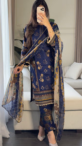 3 pcs Stitched lawn suit Ready to Wear with CHIFFON dupatta LAWN-033