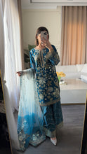 Load image into Gallery viewer, 3pc Embroidered Shalwar Kameez with Plazoo and Net dupatta Stitched Suit Ready to wear HW-U2420C
