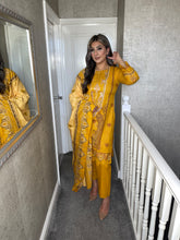 Load image into Gallery viewer, 3PC Stitched Mustard shalwar Suit Ready to wear DHANAK winter Wear with Dhanak dupatta JF-DH07
