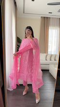 Load image into Gallery viewer, 3pc PINK Embroidered Shalwar Kameez with NET dupatta Stitched Suit Ready to wear HW-JFPINK
