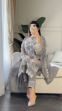 Load image into Gallery viewer, 3pc GREY Embroidered Shalwar Kameez with CHIFFON dupatta Stitched Suit Ready to wear HW-U2423
