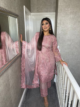 Load image into Gallery viewer, 3pc NUDE PINK Embroidered Shalwar Kameez with NET dupatta Stitched Suit Ready to wear HW-JFNUDEPINK
