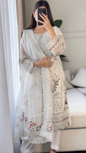 Load image into Gallery viewer, 3pc WHITE Embroidered Shalwar Kameez wit Chiffon dupatta Stitched Suit Ready to wear HW-U2262
