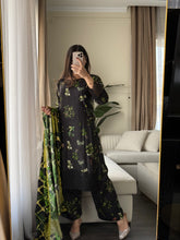 Load image into Gallery viewer, 3PC Stitched Black LINEN shalwar Suit Ready to wear LINEN winter Wear with LINEN dupatta HW-DH33
