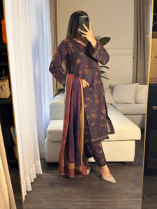 3PC Stitched shalwar Suit Ready to wear DHANAK winter Wear with Dhanak dupatta HW-DH23