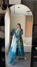 Load image into Gallery viewer, 3pc Embroidered Shalwar Kameez with Plazoo and Net dupatta Stitched Suit Ready to wear HW-U2420C

