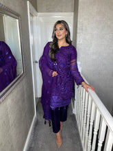 Load image into Gallery viewer, 3pc PURPLE Embroidered Shalwar Kameez with Chiffon dupatta Stitched Suit Ready to wear GC-PURPLE
