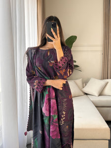 3PC Stitched shalwar Suit Ready to wear DHANAK winter Wear with Dhanak dupatta HW-DH12