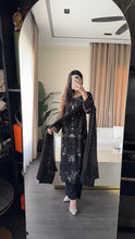 Load image into Gallery viewer, 3pc BLACK Embroidered Shalwar Kameez wit Chiffon dupatta Stitched Suit Ready to wear HW-U2524
