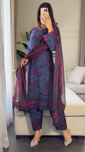 3 pcs Stitched lawn suit Ready to Wear with CHIFFON dupatta LAWN-037