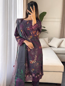 3PC Stitched shalwar Suit Ready to wear DHANAK winter Wear with Dhanak dupatta HW-DH12