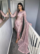 Load image into Gallery viewer, 3pc PURPLE Embroidered Shalwar Kameez with CHIFFON dupatta Stitched Suit Ready to wear HW-JFPURPLE01
